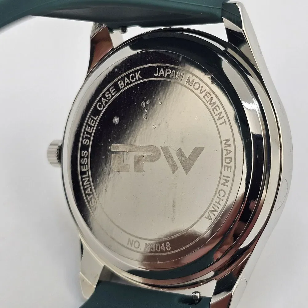 Men's Field Watch 42MM Gray Case Black Dial Dark‎ Green Plastic Band Straps